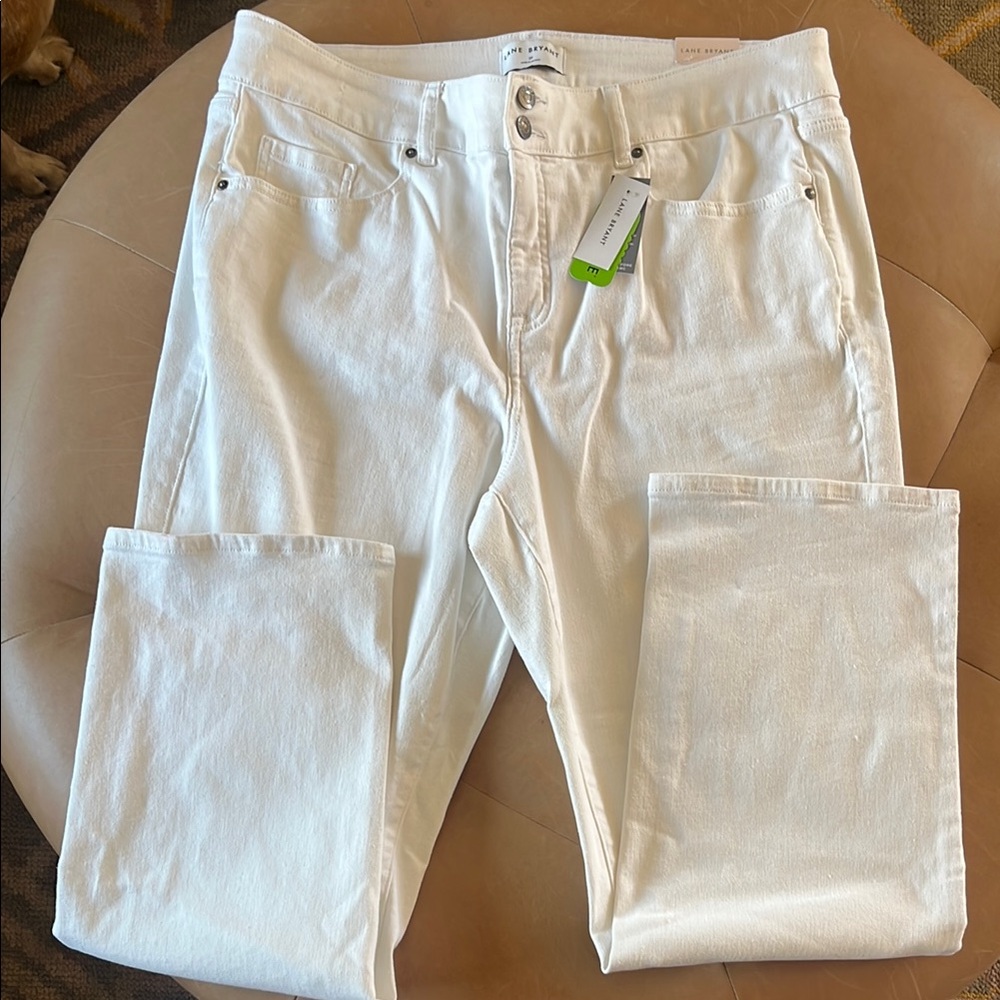 Lane Bryant White Straight Leg Jeans